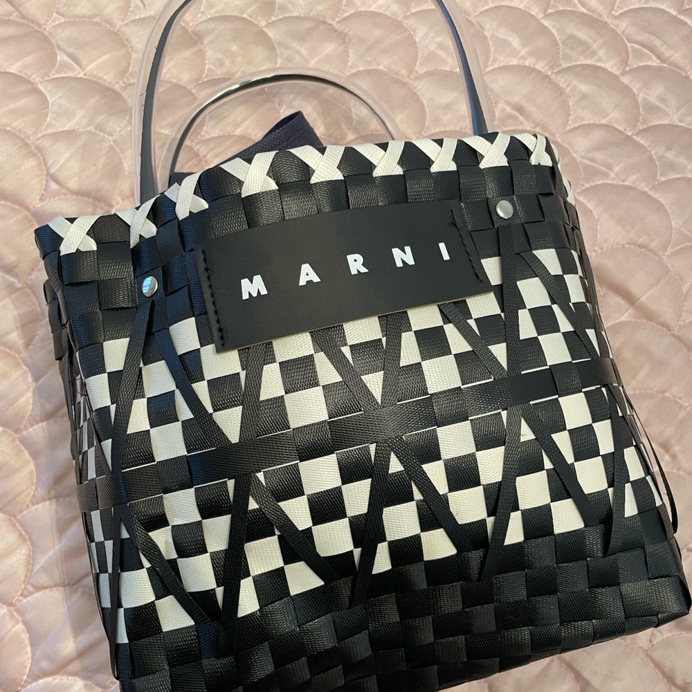 Marni Black and White Graphic Tote Bag